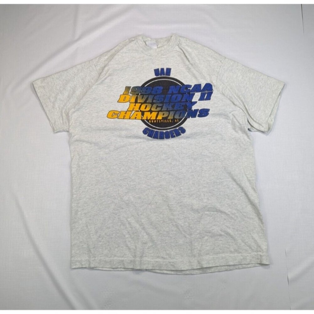 Vintage NCAA Hockey Single Stitch T shirt 1998 Division II Championship Tee USA